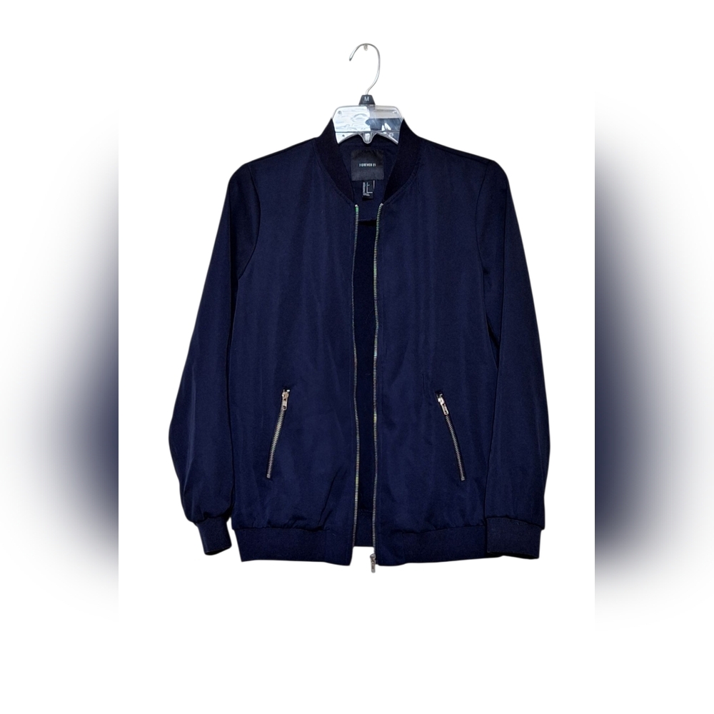 Forever 21 Navy Blue Bomber Jacket Oversized Lightweight Womens S